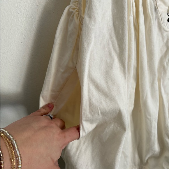 Free People Boho Ecru Webster Romper Cream Pleated Relaxed Women’s Small NWOT - Picture 7 of 9